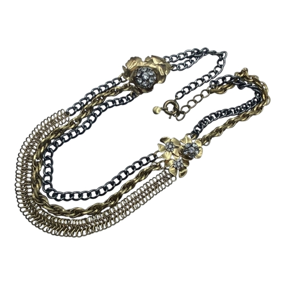 J .Crew Rera Gold and Black Chain Necklace with 3D Floral Accents - Picture 5 of 16
